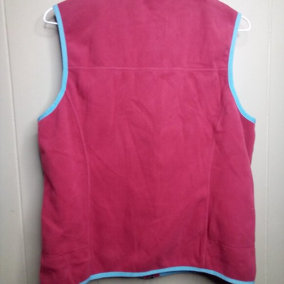 L.L. Bean Fleece Vest S Full Zip Red Blue - Picture 9 of 9